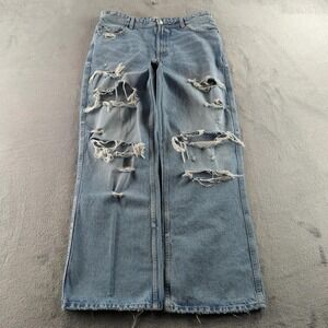 Zara Jeans Womens 8 Light Wash Distressed Relaxed Wide Leg Baggy Grunge Y2K Styl